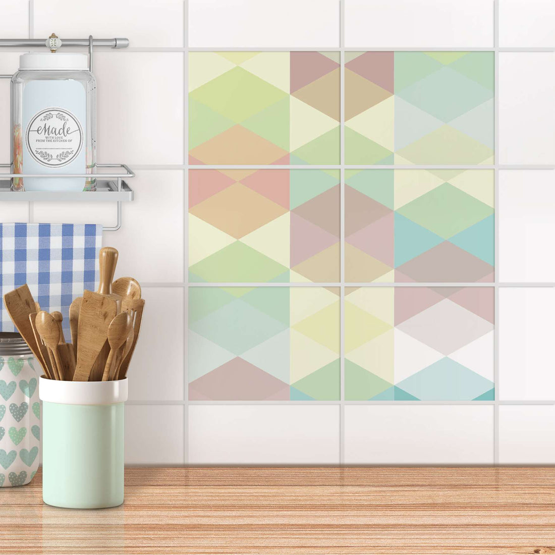 Fliesenfolie 20x15 cm Küche - Melitta Pastell Geometrie