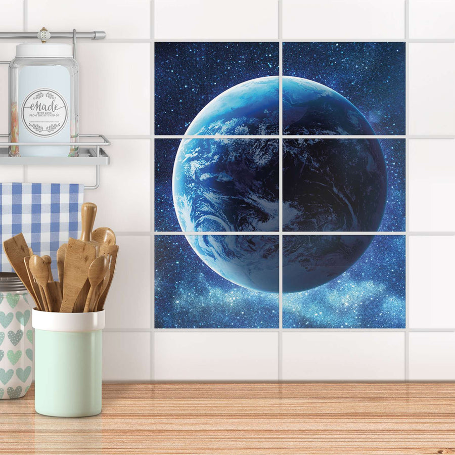 Fliesenfolie 20x15 cm Küche - Planet Blue