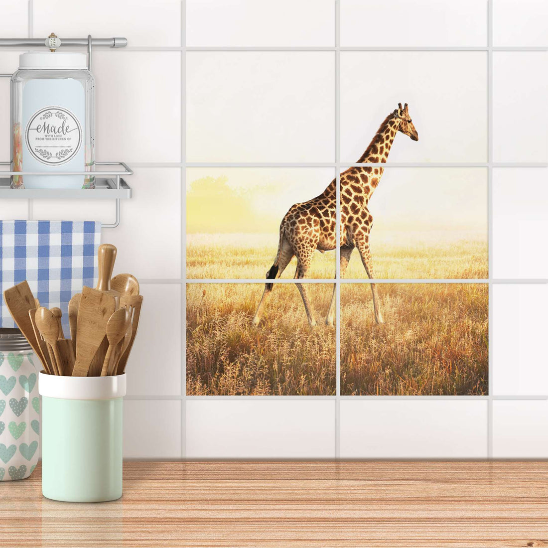 Fliesenfolie 20x15 cm Küche - Savanna Giraffe