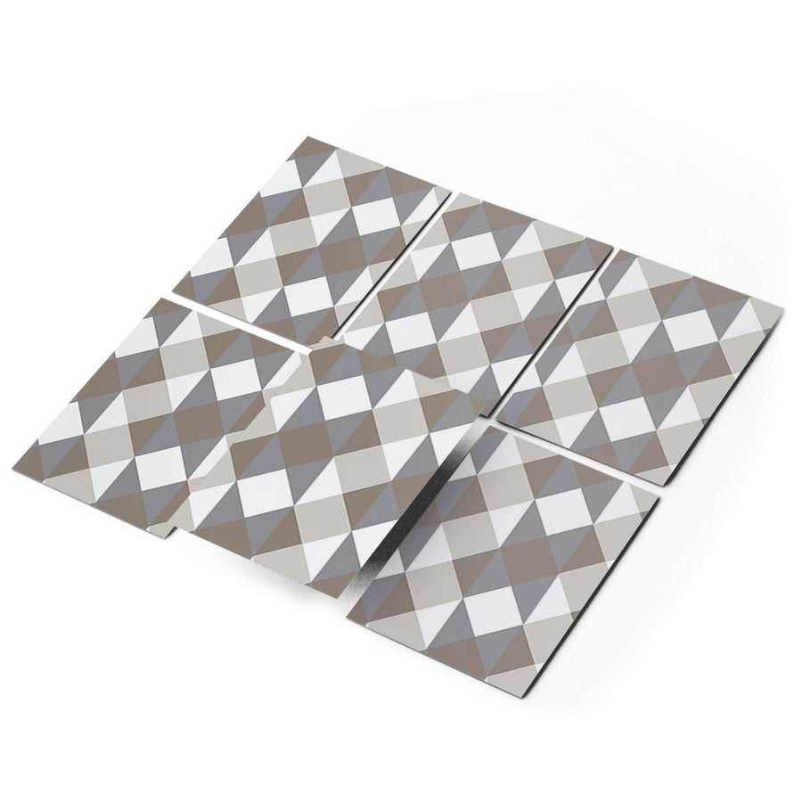 Fliesenfolie 20x15 cm Selbstklebend - Triangle Pattern - Grau