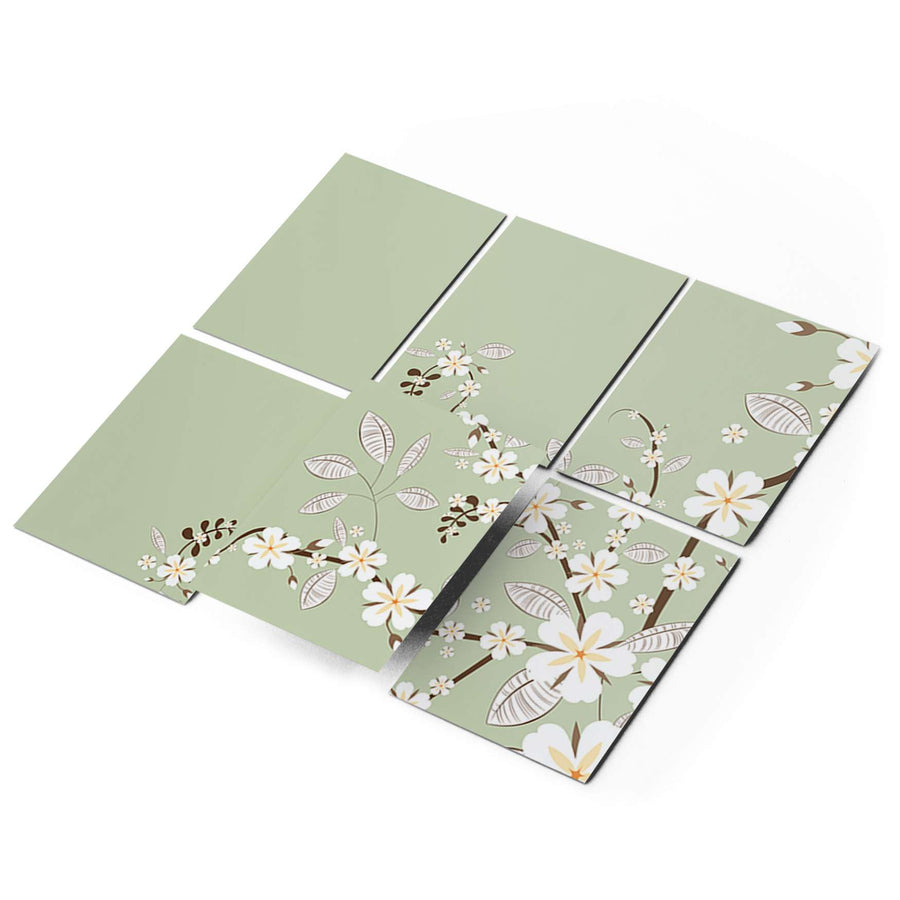 Fliesenfolie 20x15 cm Selbstklebend - White Blossoms