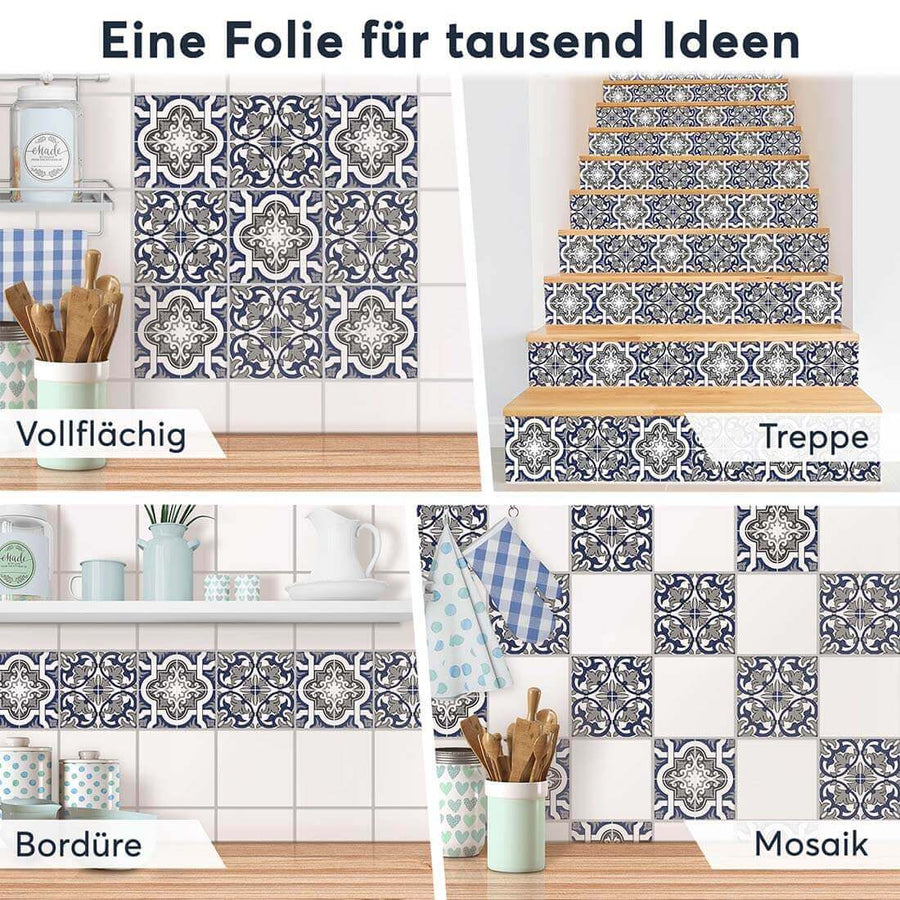 Fliesenaufkleber Selbstklebend Anwendung - Azulejo Classic