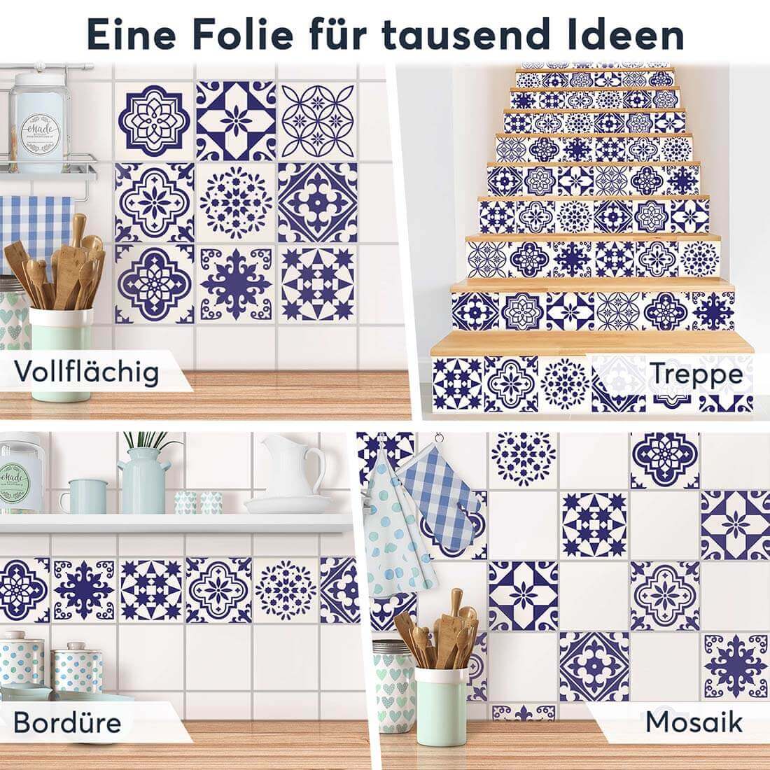 Fliesenaufkleber Selbstklebend Anwendung - Azulejo Love