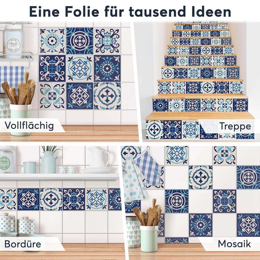 Fliesenaufkleber Selbstklebend Anwendung - Blue Dreams