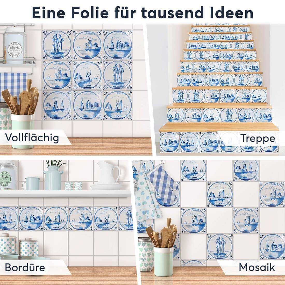 Fliesenaufkleber Selbstklebend Anwendung - Holländische Fliese