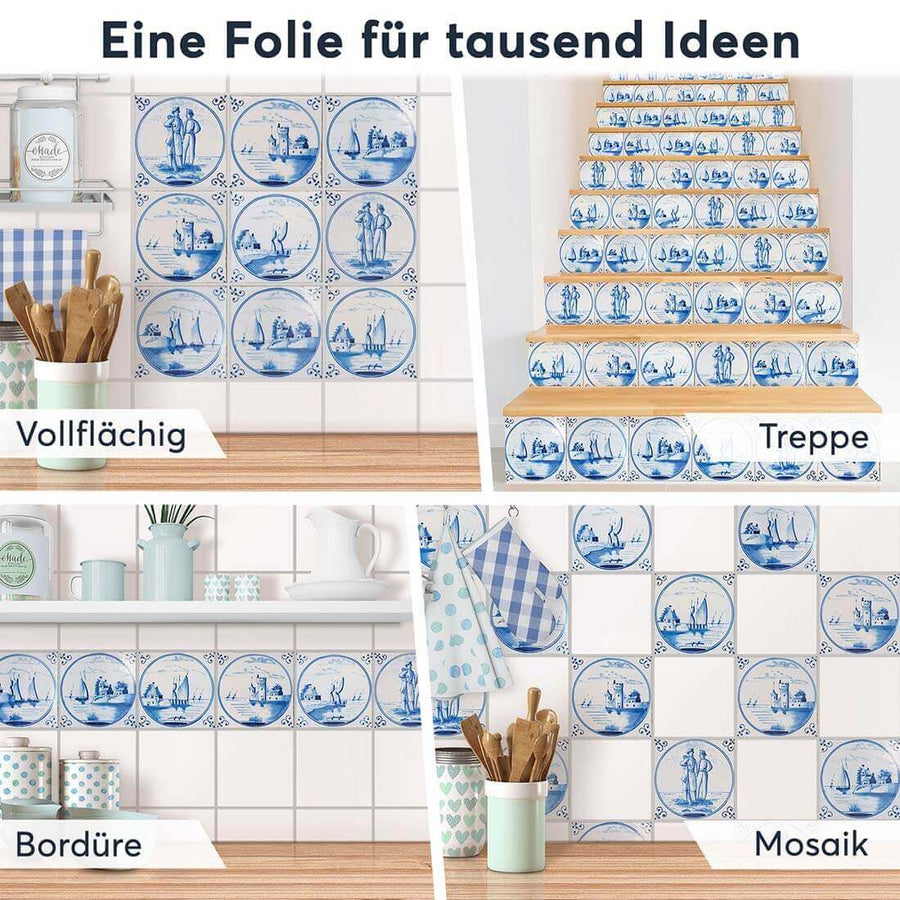 Fliesenaufkleber Selbstklebend Anwendung - Holländische Fliese