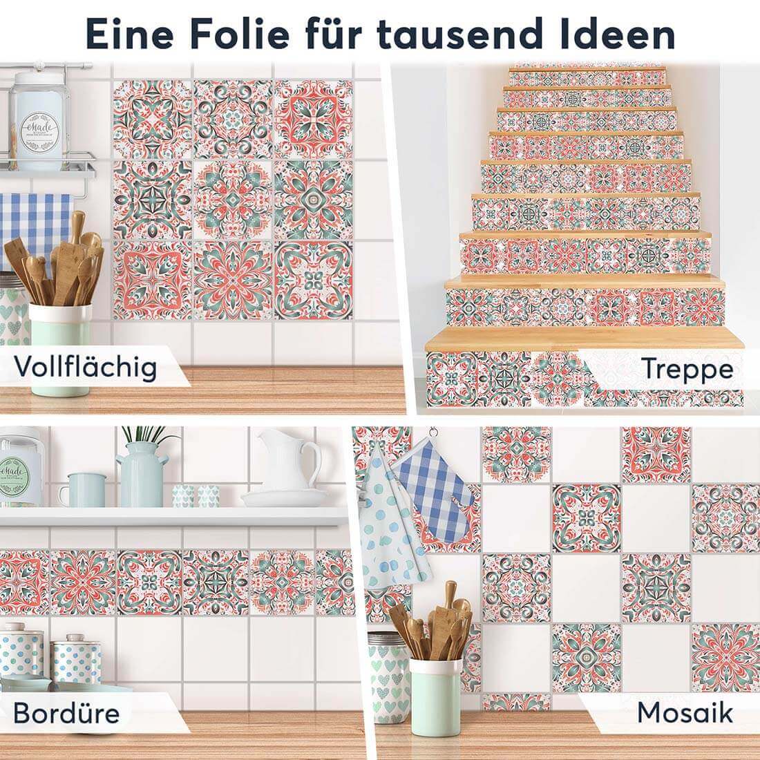 Fliesenaufkleber Selbstklebend Anwendung - Mexican Tiles