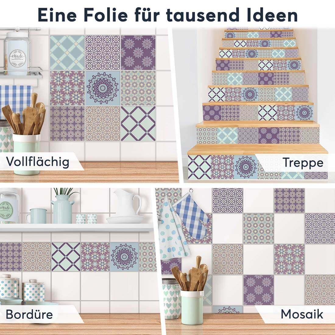 Fliesenaufkleber Selbstklebend Anwendung - Pastell Pattern