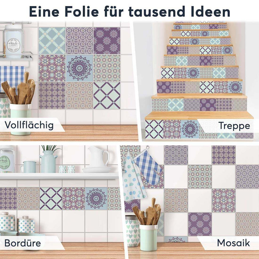 Fliesenaufkleber Selbstklebend Anwendung - Pastell Pattern