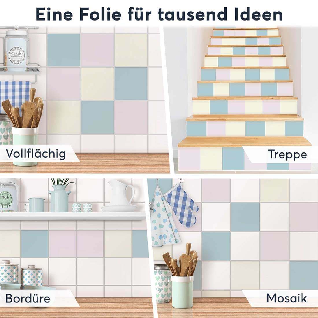 Fliesenaufkleber Selbstklebend Anwendung - Samtfarben