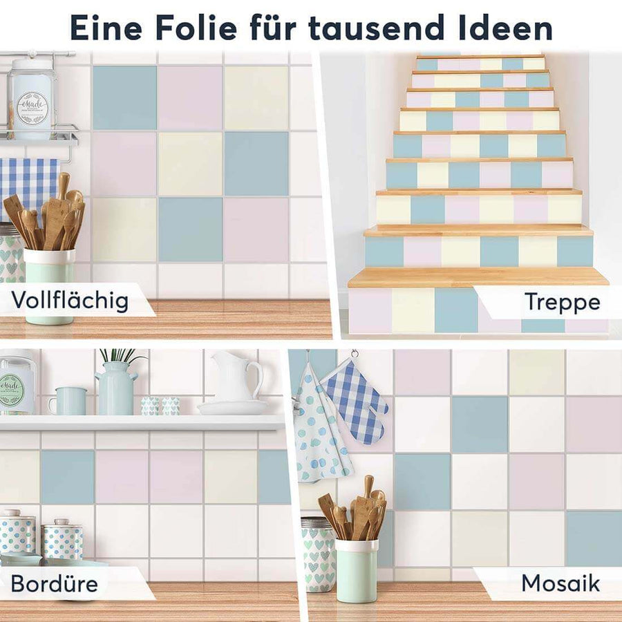 Fliesenaufkleber Selbstklebend Anwendung - Samtfarben