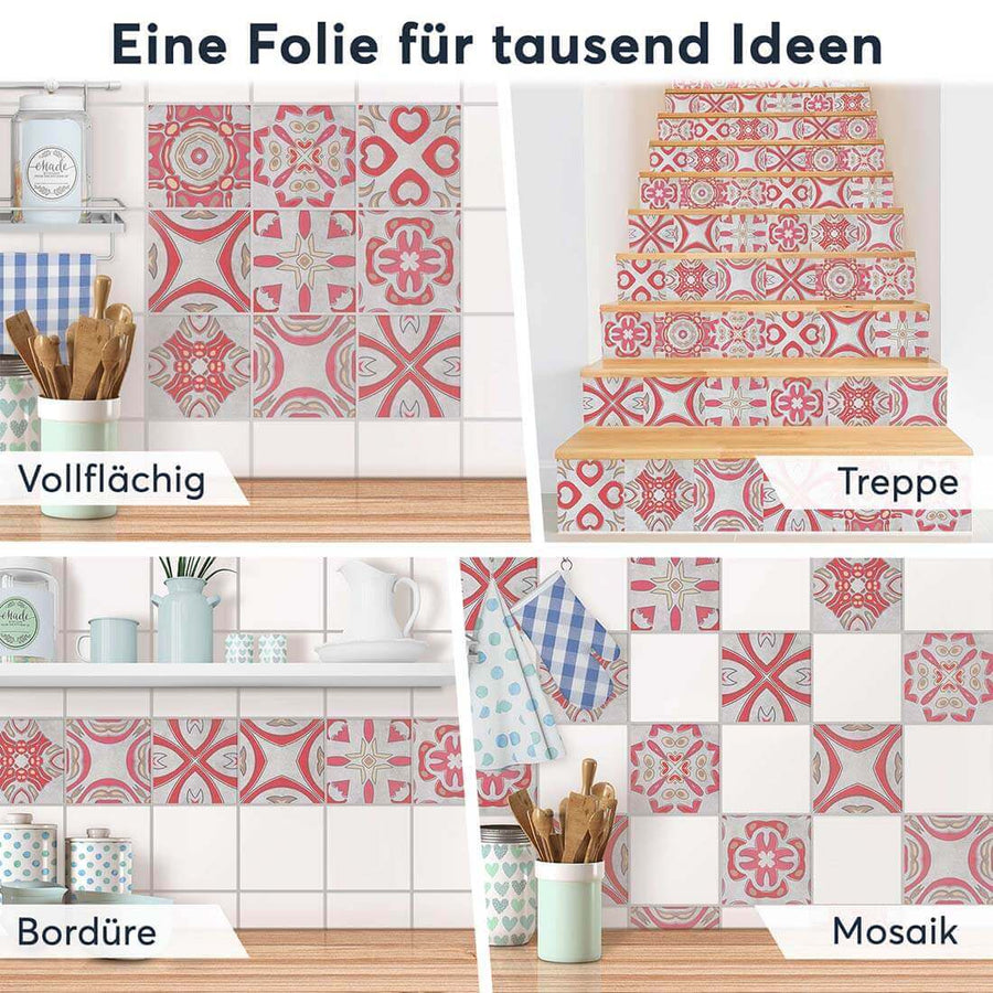 Fliesenaufkleber Selbstklebend Anwendung - Strawberry Cheese Tile