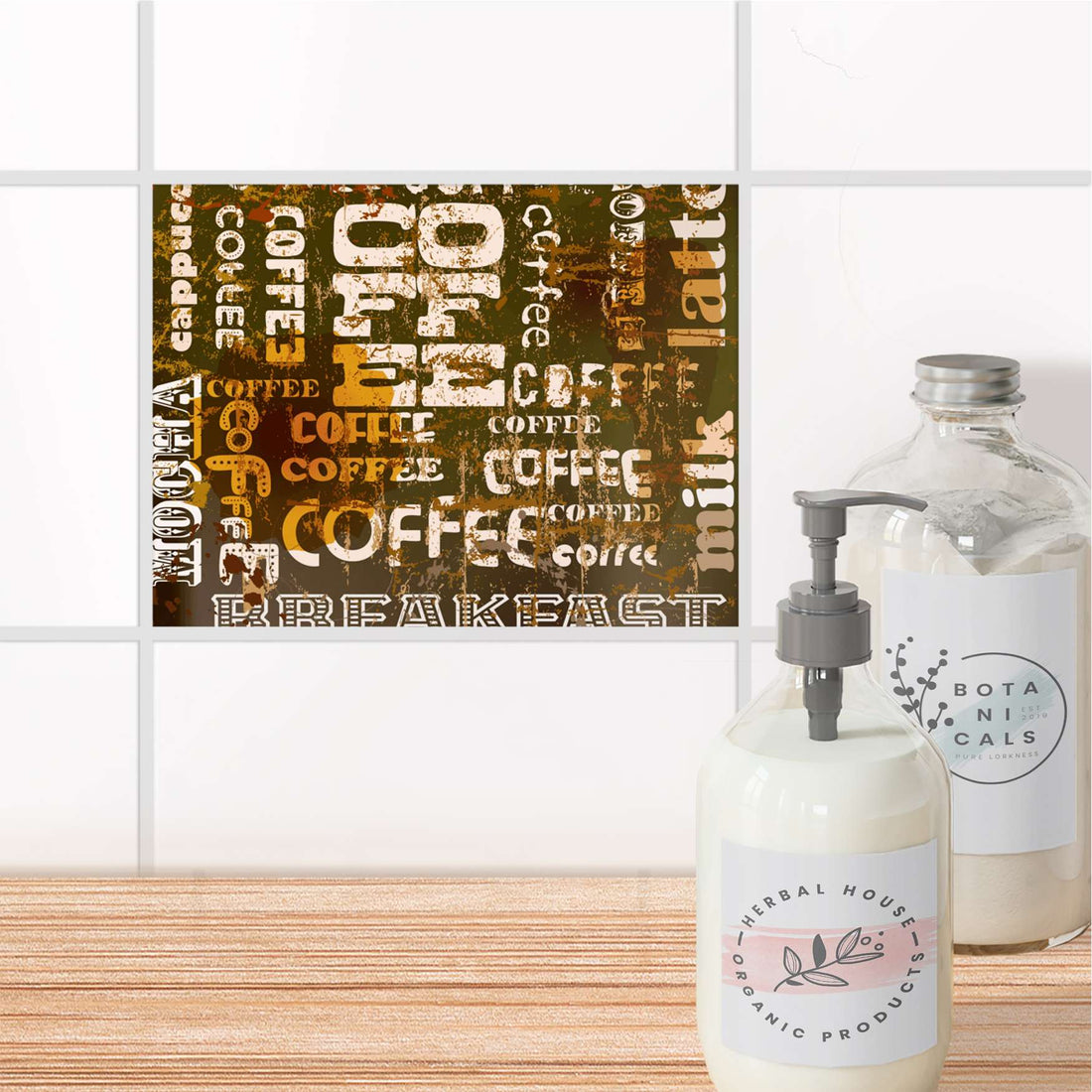 Fliesenfolie Bad - Coffee Typo