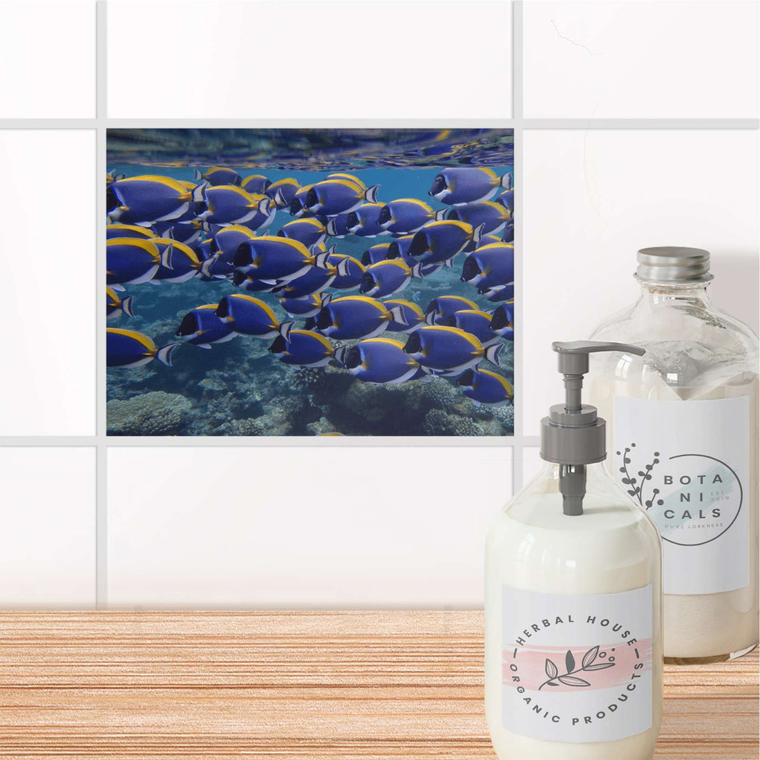 Fliesenfolie Bad - Fish swarm