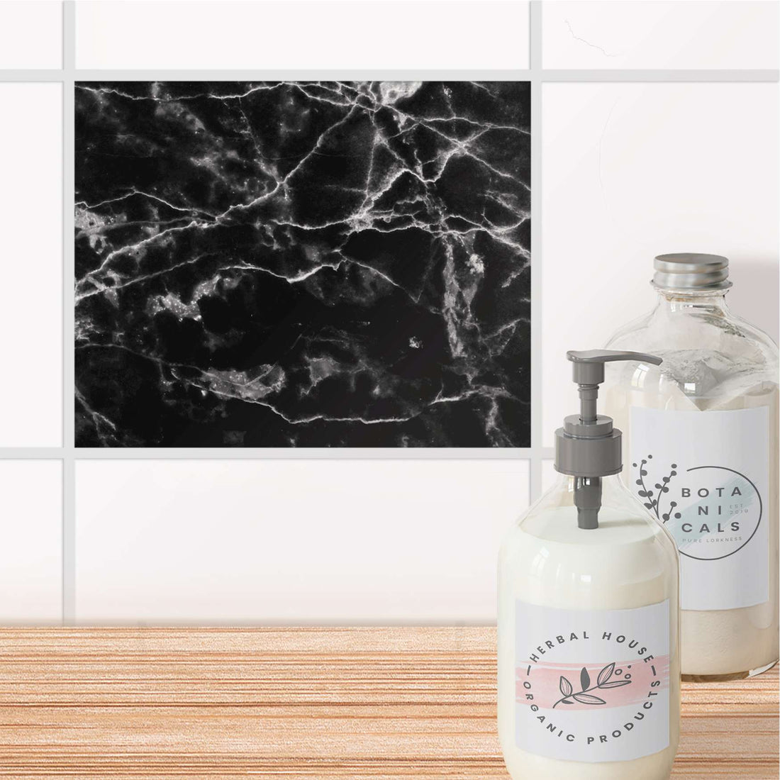 Fliesenfolie Bad - Marmor schwarz