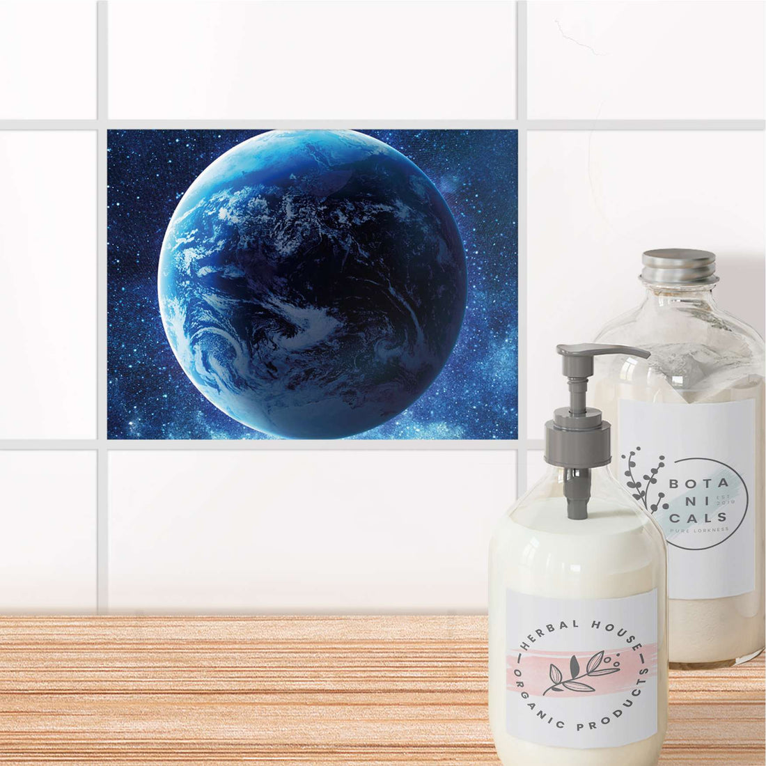 Fliesenfolie Bad - Planet Blue