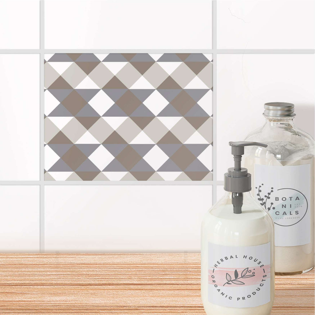 Fliesenfolie Bad - Triangle Pattern - Grau