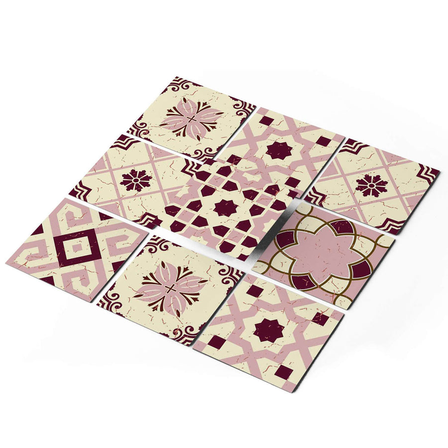 Fliesenfolie - Mediterranean Tile Set - Red Purple - Do-it-yourself - creatisto pds1