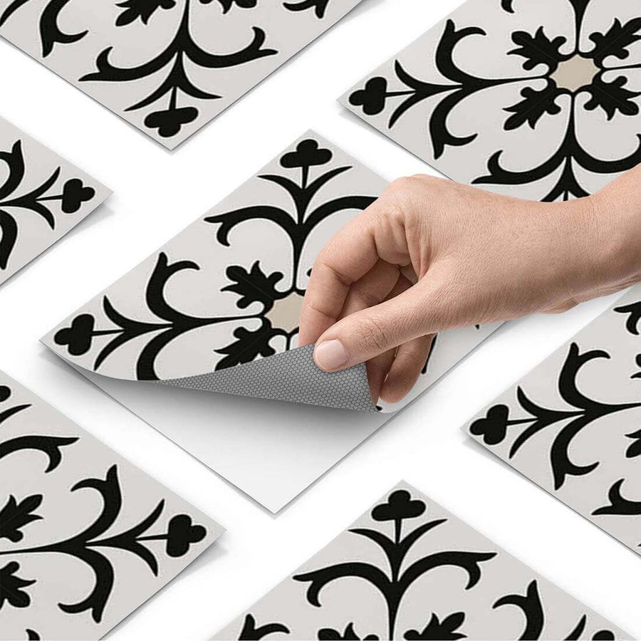 Klebefliesen rechteckig Black Flower Pattern - Paket - creatisto pds1