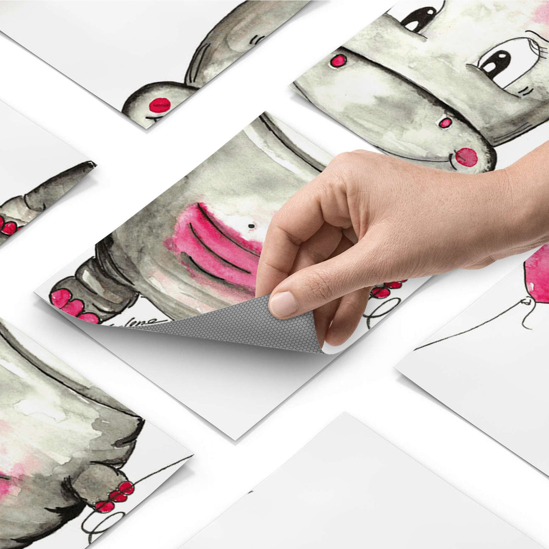 Fliesenfolie - Nilpferd mit Herz - Do-it-yourself - creatisto pds1