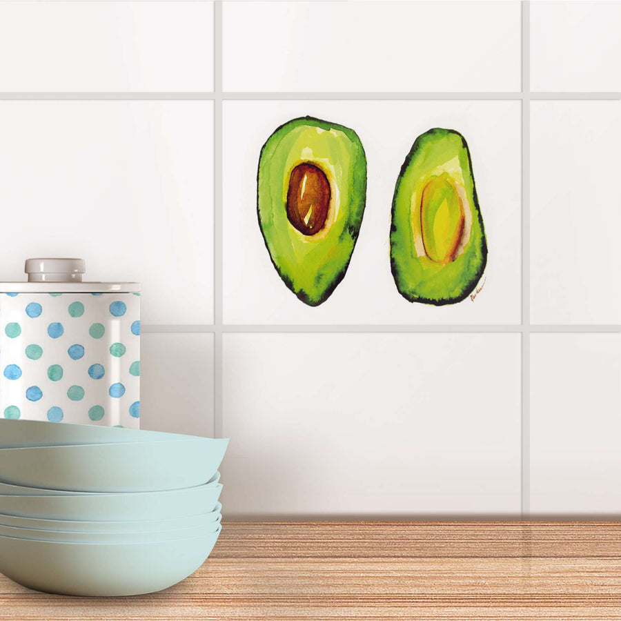 Fliesenfolie Küche - Avocado halb und halb