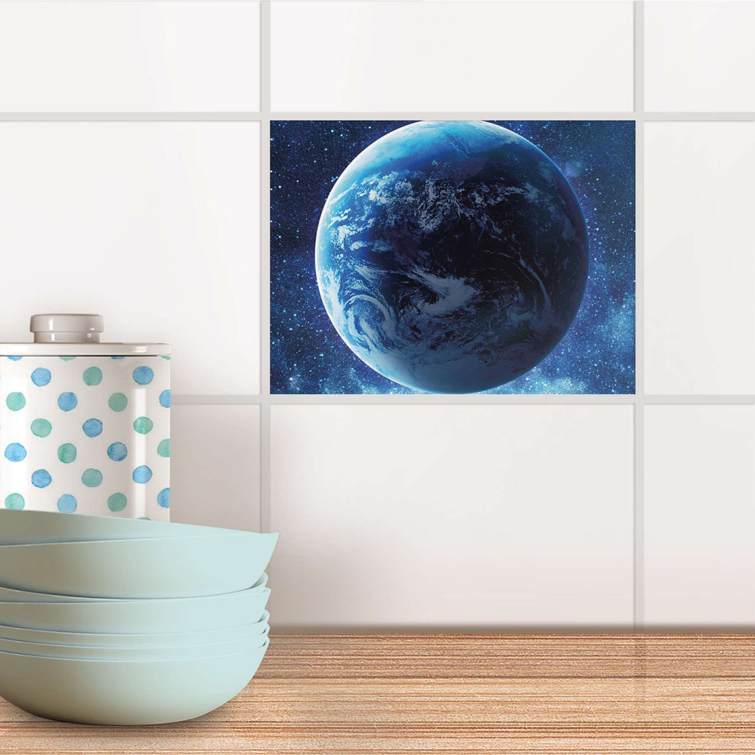 Fliesenfolie Küche - Planet Blue