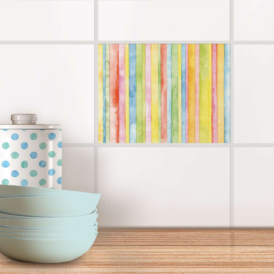 Fliesenfolie Küche - Watercolor Stripes