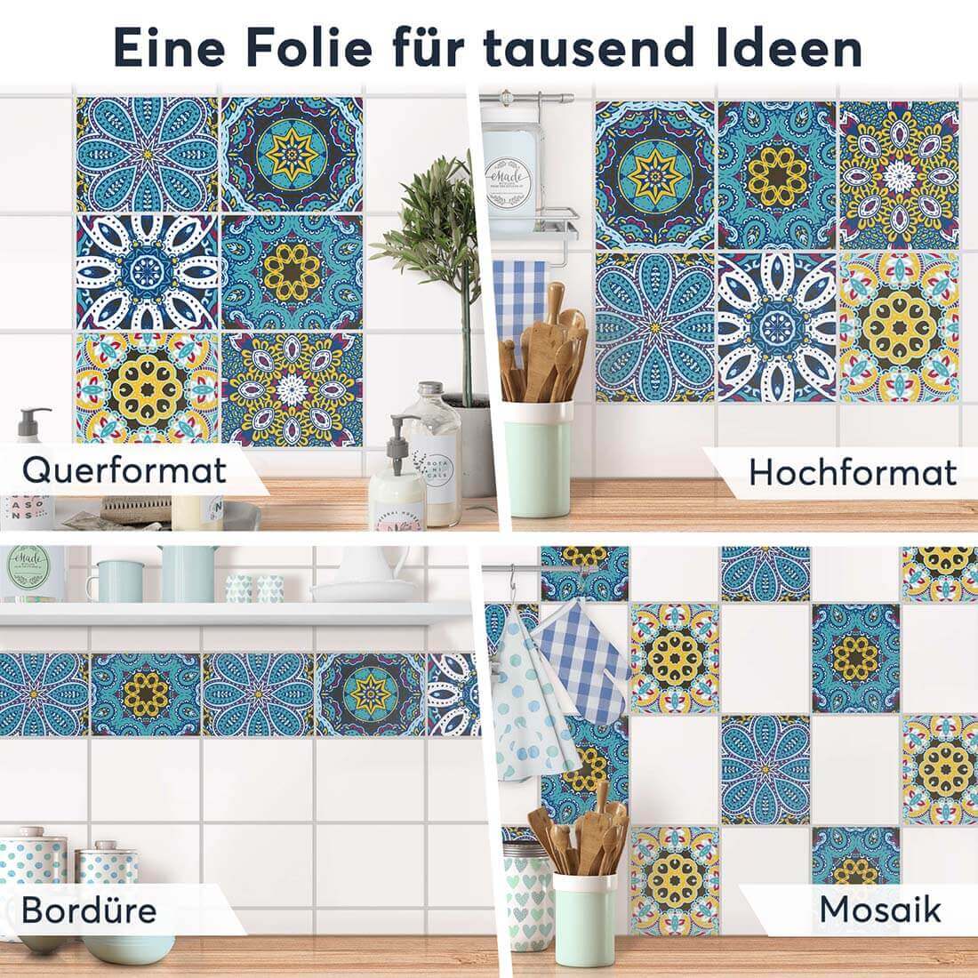 Fliesenaufkleber rechteckig Selbstklebend Anwendung - 1001 Nacht