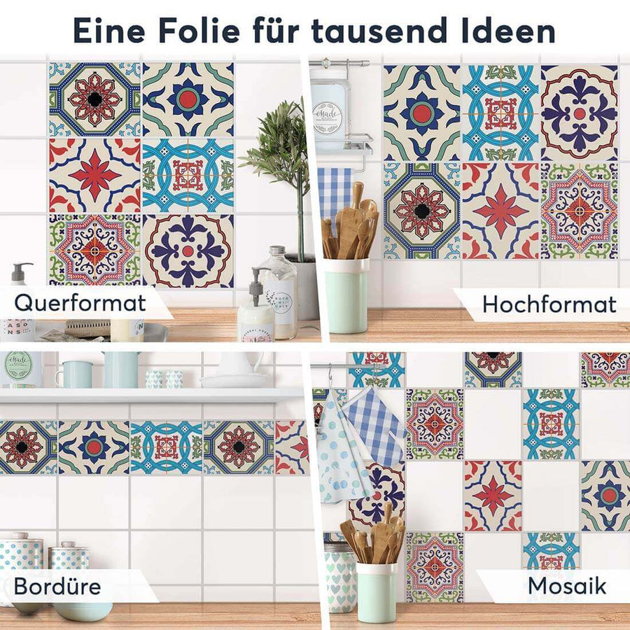 Fliesenaufkleber rechteckig Selbstklebend Anwendung - Bukhara Design