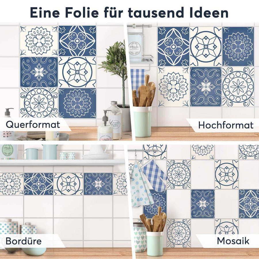 Fliesenaufkleber rechteckig Selbstklebend Anwendung - Classic Graze