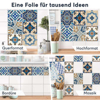 Fliesenaufkleber rechteckig Selbstklebend Anwendung - Lisboa Azulejos