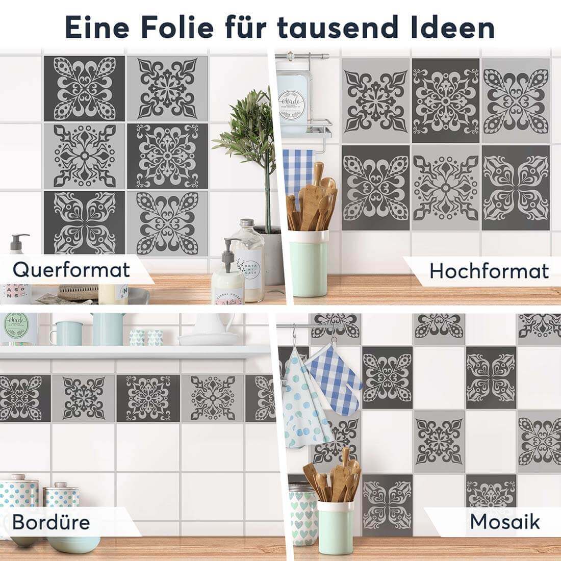 Fliesenaufkleber rechteckig Selbstklebend Anwendung - NERGIS