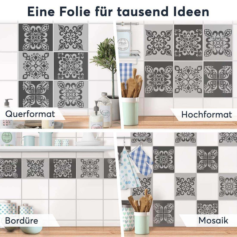 Fliesenaufkleber rechteckig Selbstklebend Anwendung - NERGIS