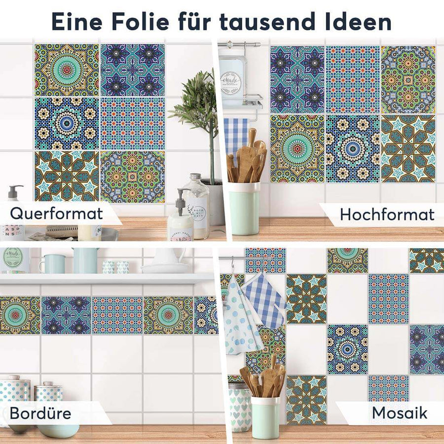 Fliesenaufkleber rechteckig Selbstklebend Anwendung - Orientalisches Mosaik