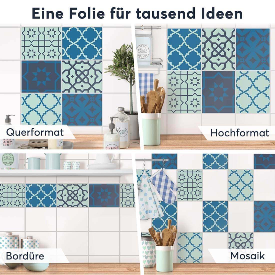 Fliesenaufkleber rechteckig Selbstklebend Anwendung - Ornament