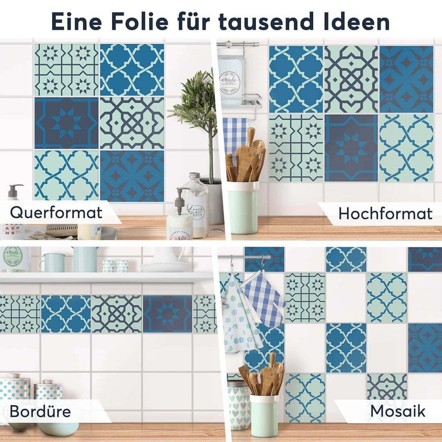 Fliesenaufkleber rechteckig Selbstklebend Anwendung - Ornament