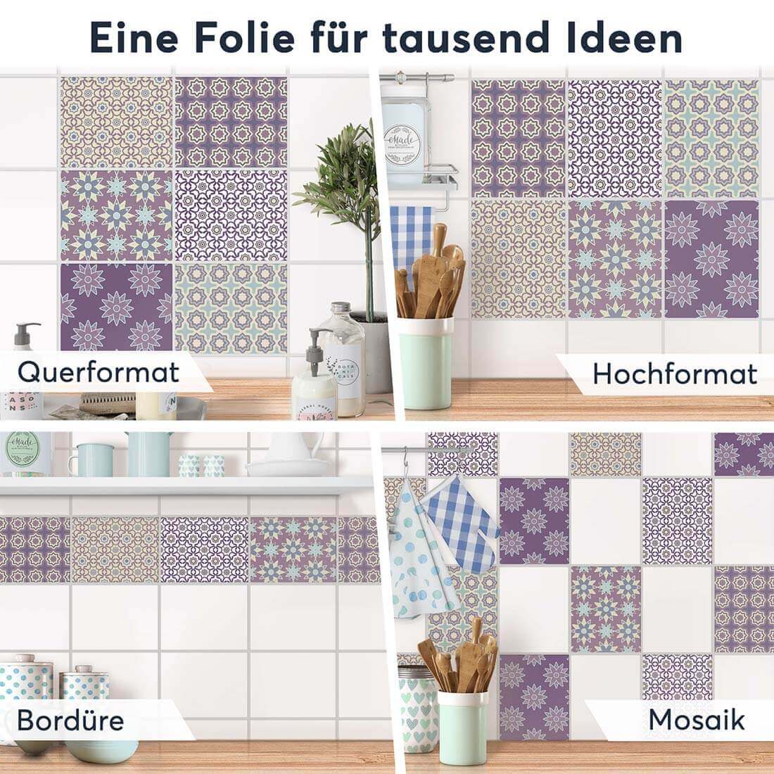 Fliesenaufkleber rechteckig Selbstklebend Anwendung - Pastell Pattern