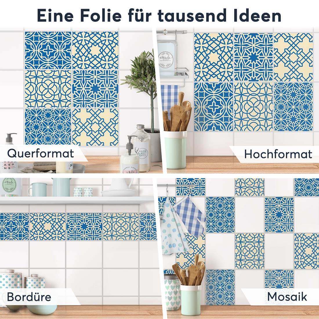 Fliesenaufkleber rechteckig Selbstklebend Anwendung - Pattern Design