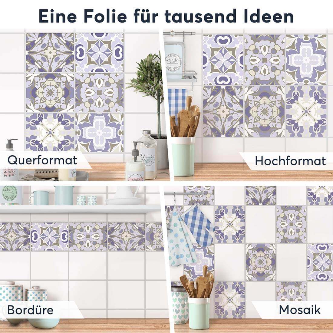 Fliesenaufkleber rechteckig Selbstklebend Anwendung - Princess Dream