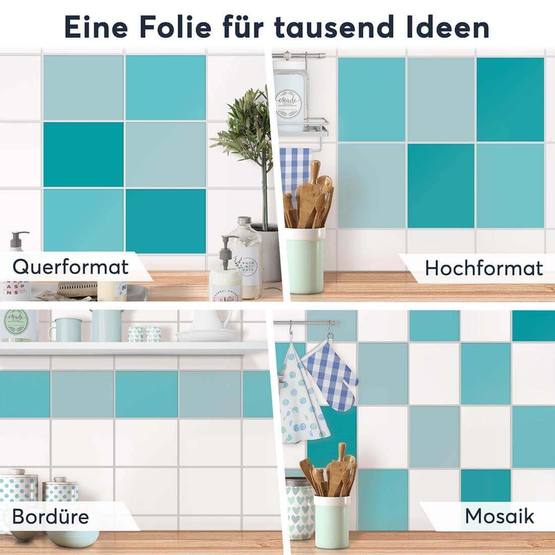 Fliesenaufkleber Set [rechteckig] für Küche & Bad - Türkise Ornamente –  creatisto