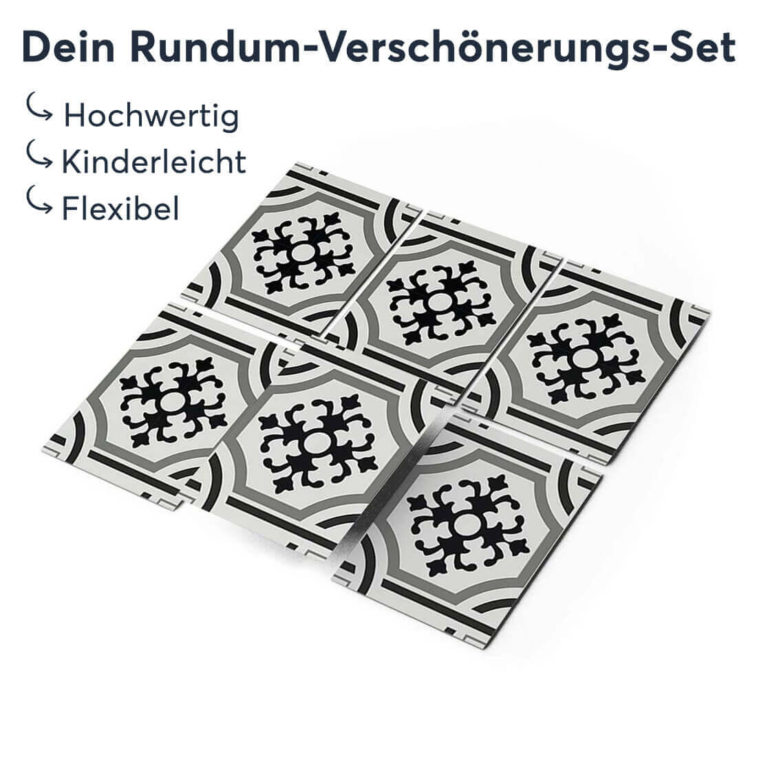 Klebefliesen rechteckig Grey ornaments - Groesse - creatisto 