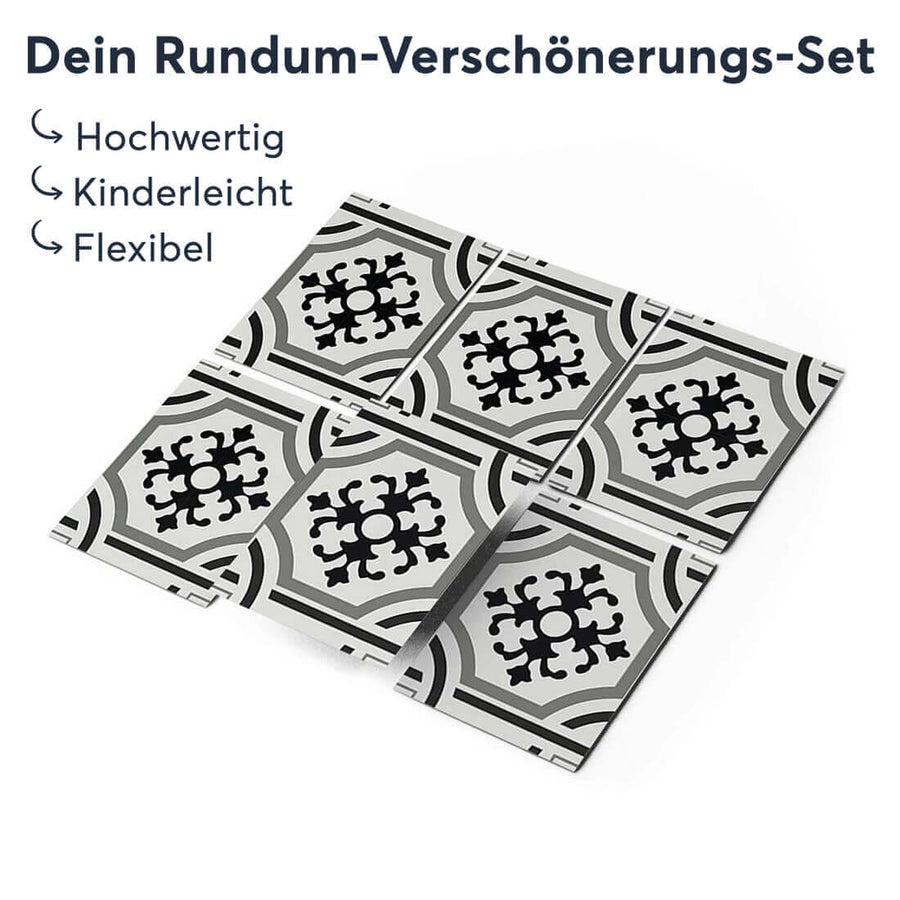 Klebefliesen rechteckig Grey ornaments - Groesse - creatisto 