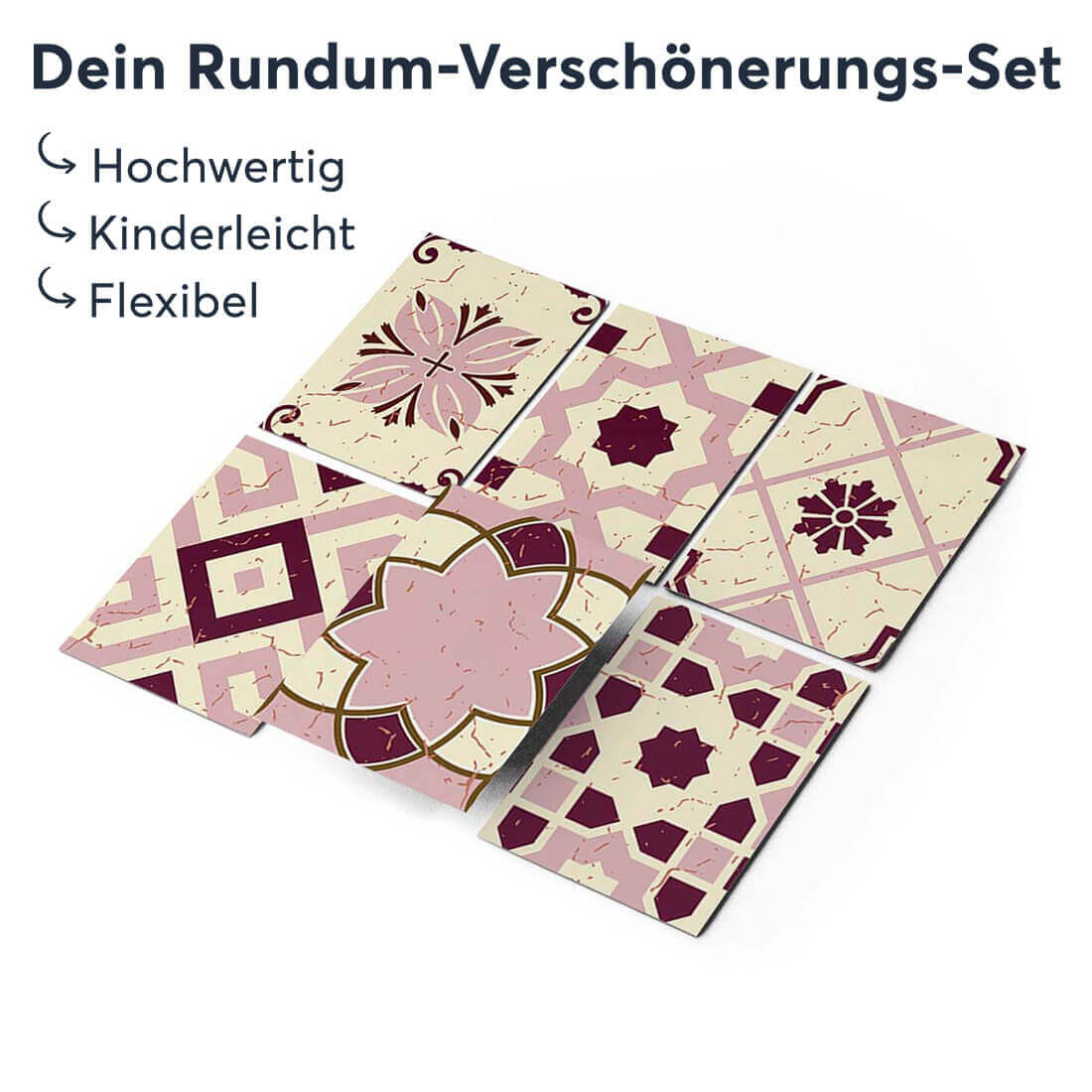 Klebefliesen rechteckig Mediterranean Tile Set - Red Purple - Groesse - creatisto 