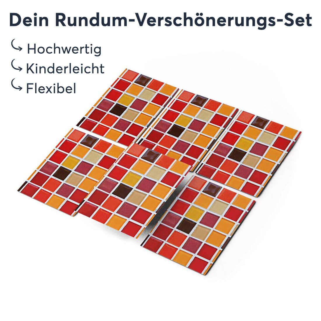 Klebefliesen rechteckig Mosaik Rot-Orange - Groesse - creatisto 
