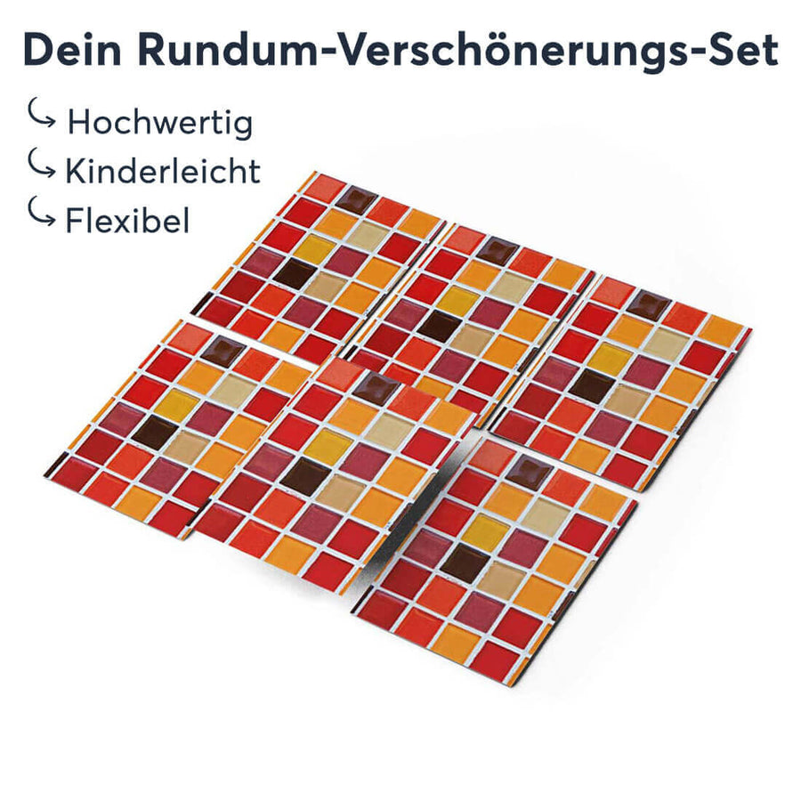 Klebefliesen rechteckig Mosaik Rot-Orange - Groesse - creatisto 