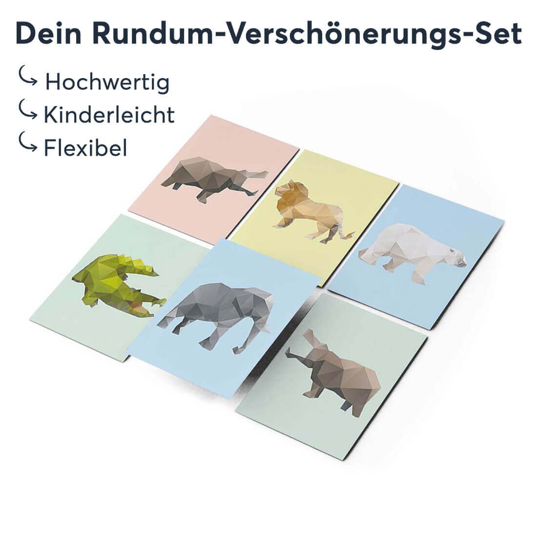 Klebefliesen rechteckig Origami Tiere - Groesse - creatisto 