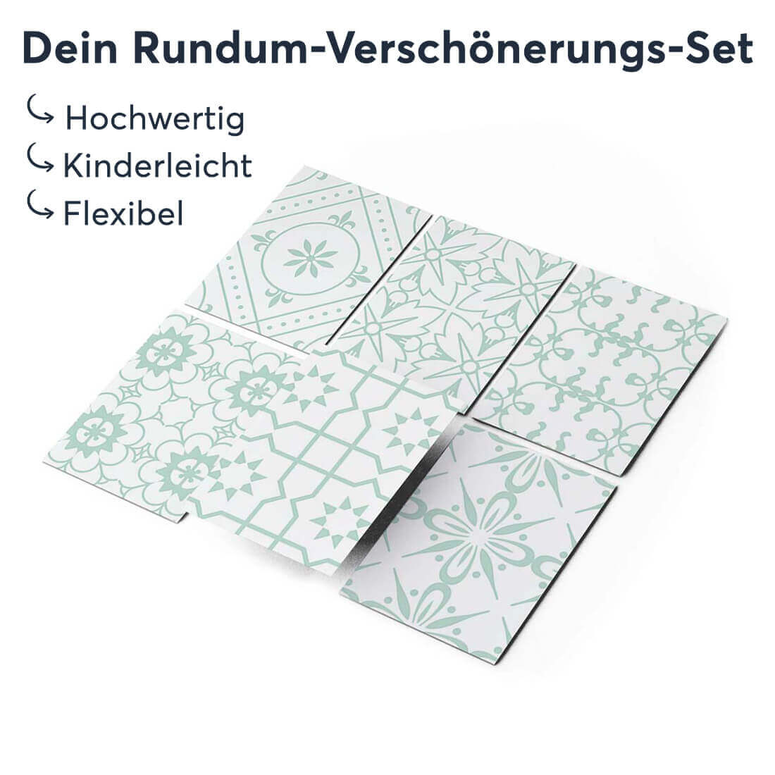 Fliesenaufkleber Set [rechteckig] für Küche & Bad - Türkise Ornamente –  creatisto