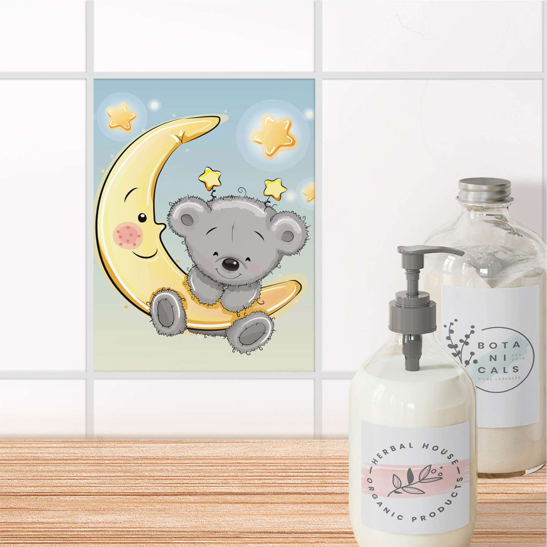 Fliesensticker Bad - Teddy und Mond