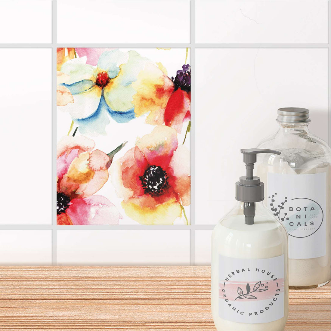 Fliesensticker Bad - Water Color Flowers