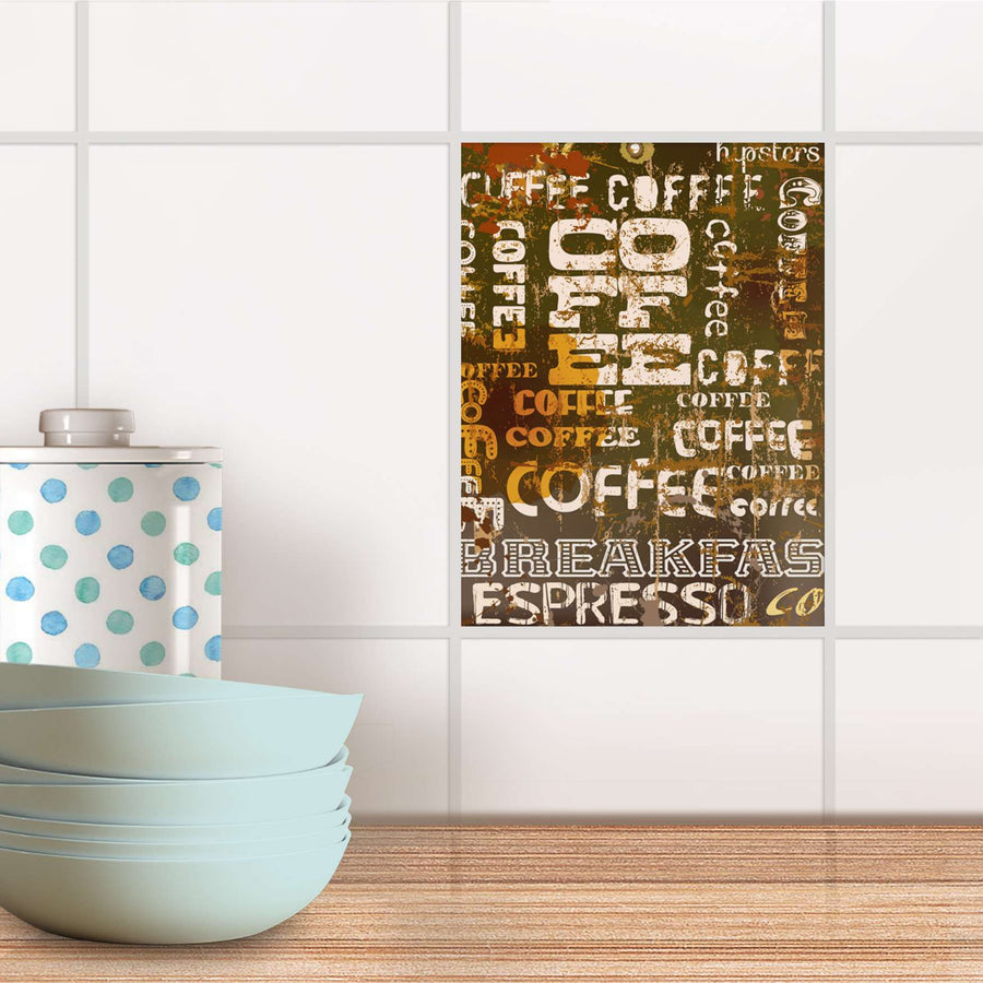 Fliesensticker Küche - Coffee Typo